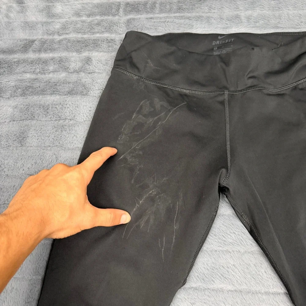 Nike Dri-FIT Womens Black Performance Running Leggings Mesh Panels Size Large